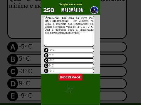 🟩 QUIZ N° 250 - QUESTÃO DE MATEMÁTICA PARA CONCURSO. #shorts #quiz #concurso #matemática #simulado
