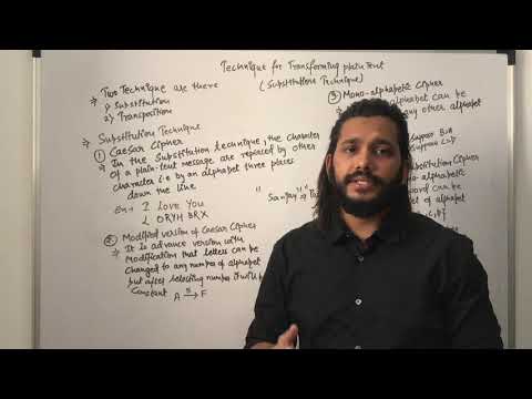 Cryptography lecture/tutorial: Substitution techniques for transforming plain text to cipher text