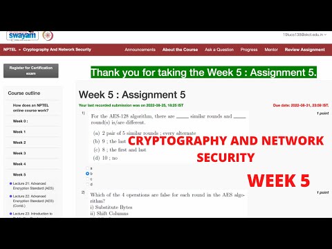 NPTEL 2022:Cryptography And Network Security | NPTEL | Week 5 Assignment 5 Solution |July 2022