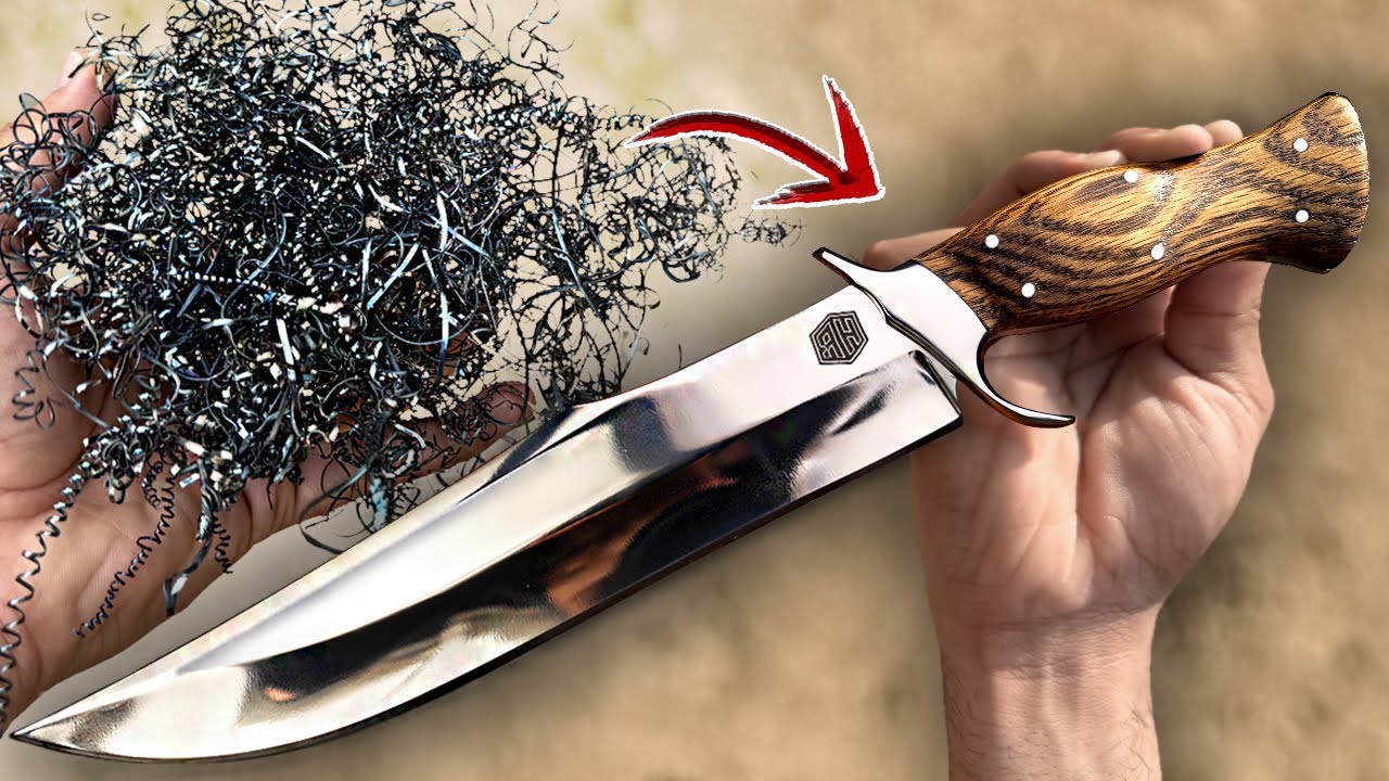Craft a Sharp Bowie Knife from Lathe Shavings 🔪 | Handmade Sunshine Bowie Knife for Sale