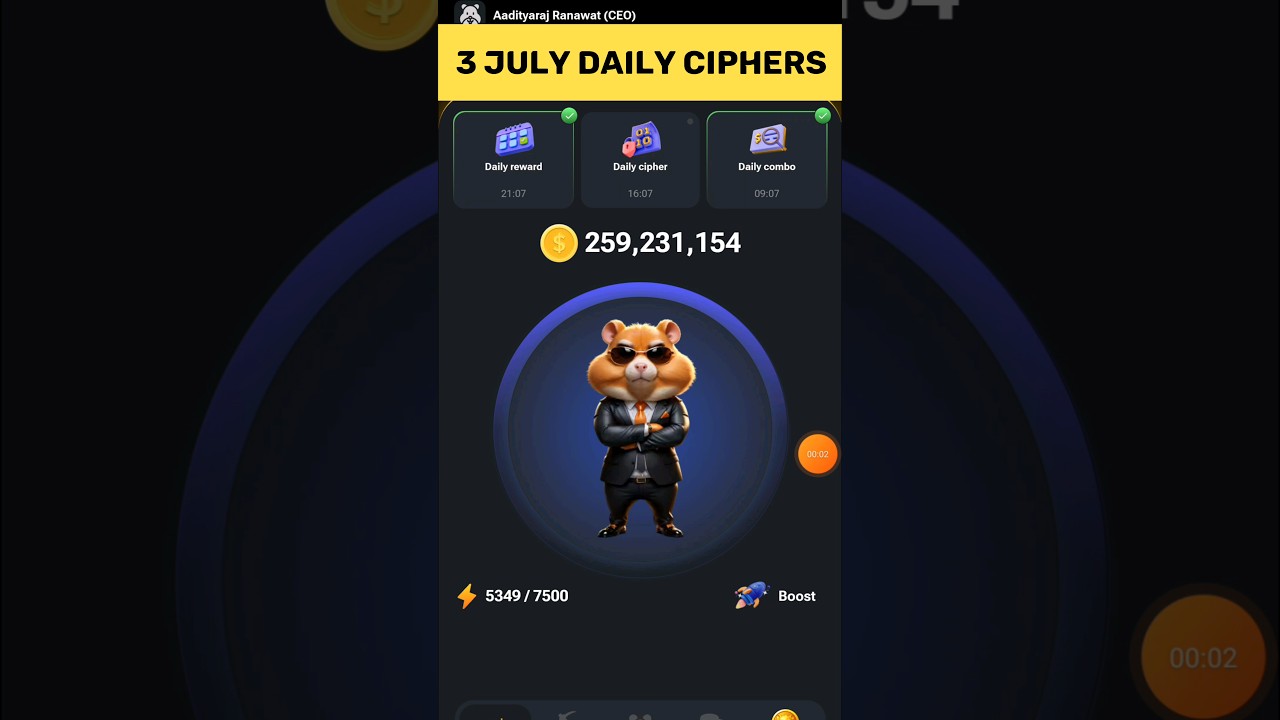 Hamster Kombat Daily Ciphers for July 3 ๐น | Unlock the Secrets!