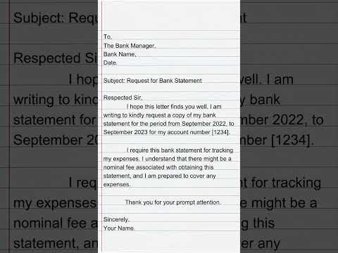 Application for Bank Statement | Writing Salon