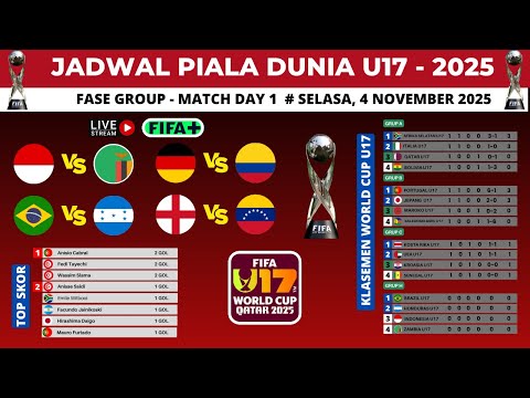 Jadwal Piala Dunia U17 2025 Malam ini ~ Indonesia vs Zambia U17 -Match Day 1 FIFA U17 World CUP 2025