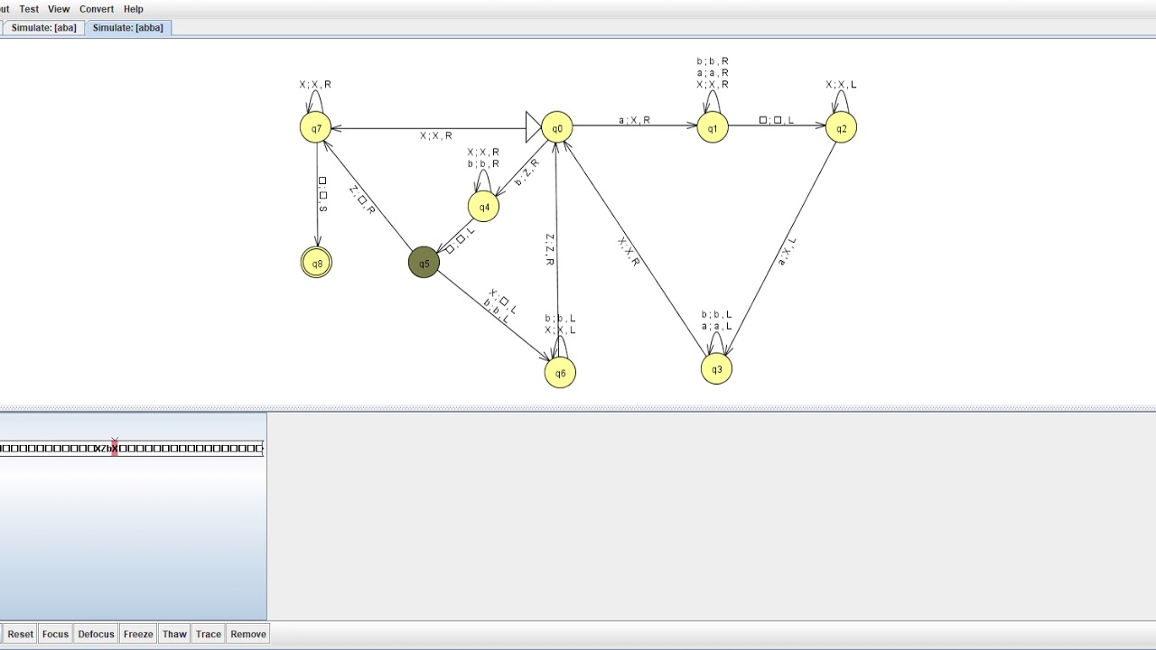Learn How to Simulate a Turing Machine for Language L = { aⁱbʲaⁱ | i ≠ j } in JFlap 🖥️