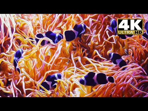 🐠 Clown Fish & Sea Anemone 🐠 Nature Meditation & Anxiety Relief, 4K Video & Relaxing Water Sounds