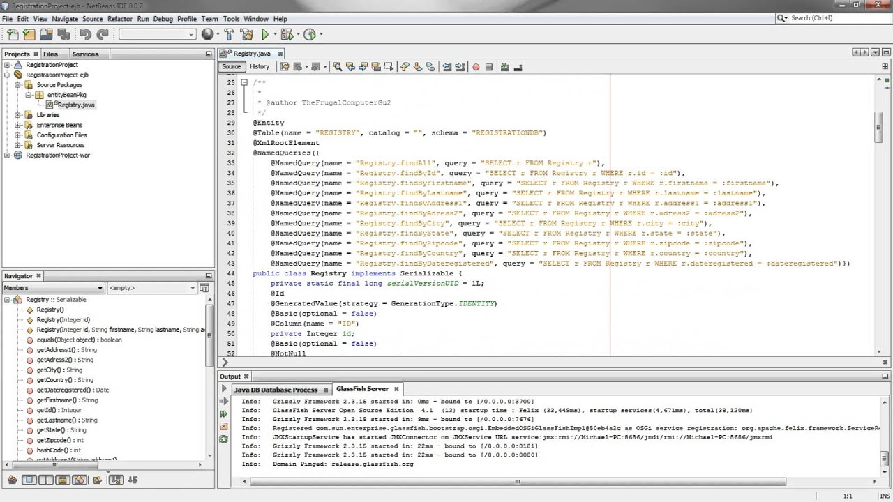 J2EE Registration Project (03) β Developing Enterprise Java Beans (EJBs)