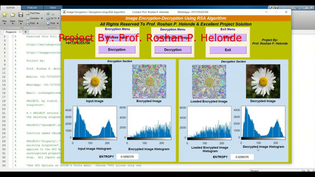 RSA Image Encryption and Decryption Using MATLAB Code | MATLAB Project with Source Code