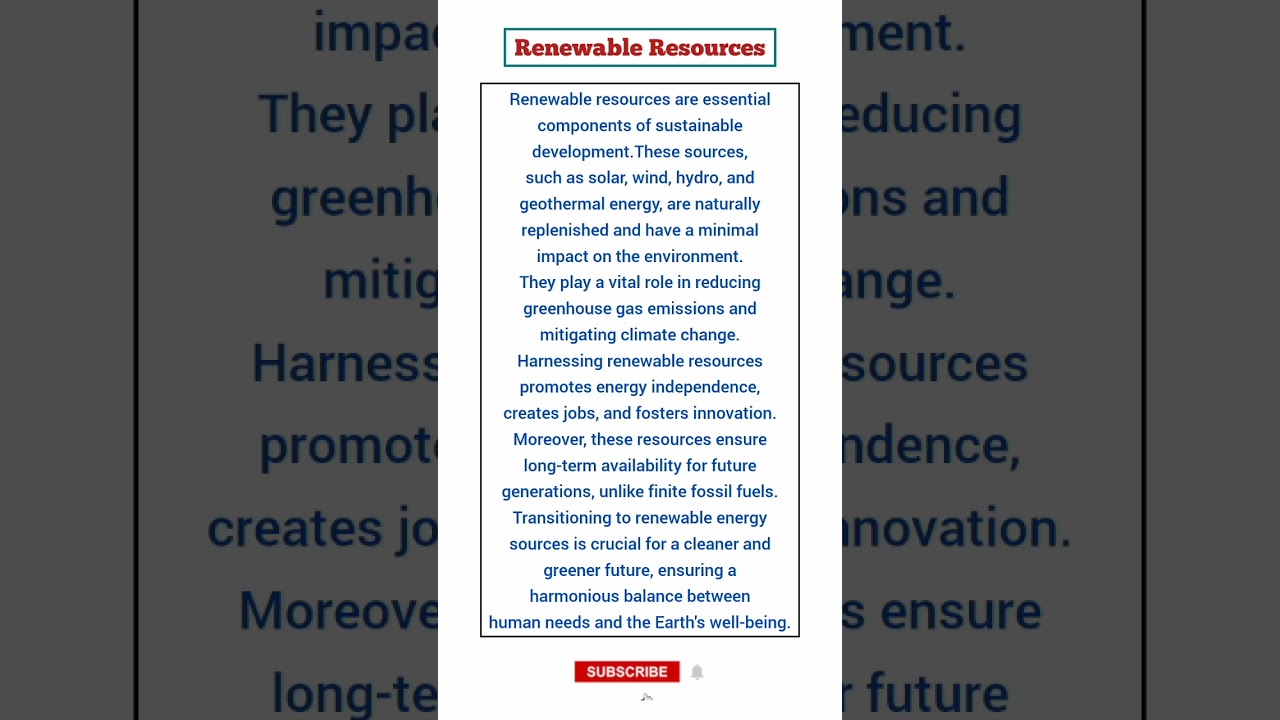 Renewable Resources: A 100-Word Overview π±