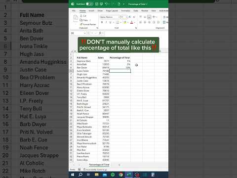 Percentage of Total in Excel‼️ #excel #exceltips #exceltutorial