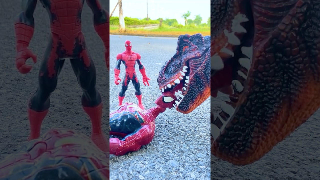 Spiderman's dinosaur head back - Marvel Toys #spiderman