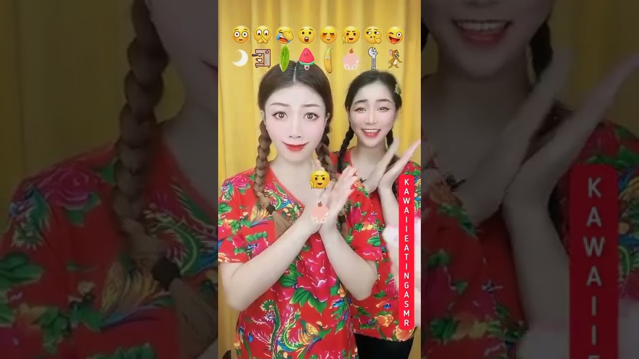 Hilarious Sisters' Emoji Eating Challenge 😂 | ASMR Food Fun #shorts