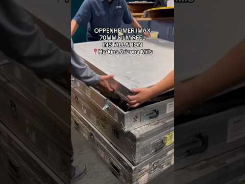 Witness the installation of the #Oppenheimer 70MM #IMAX film reel at Harkins Arizona Mills!