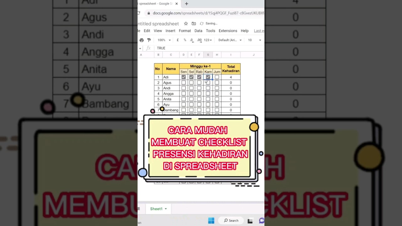 Cara Mudah Buat Checklist Kehadiran di Spreadsheet 📋