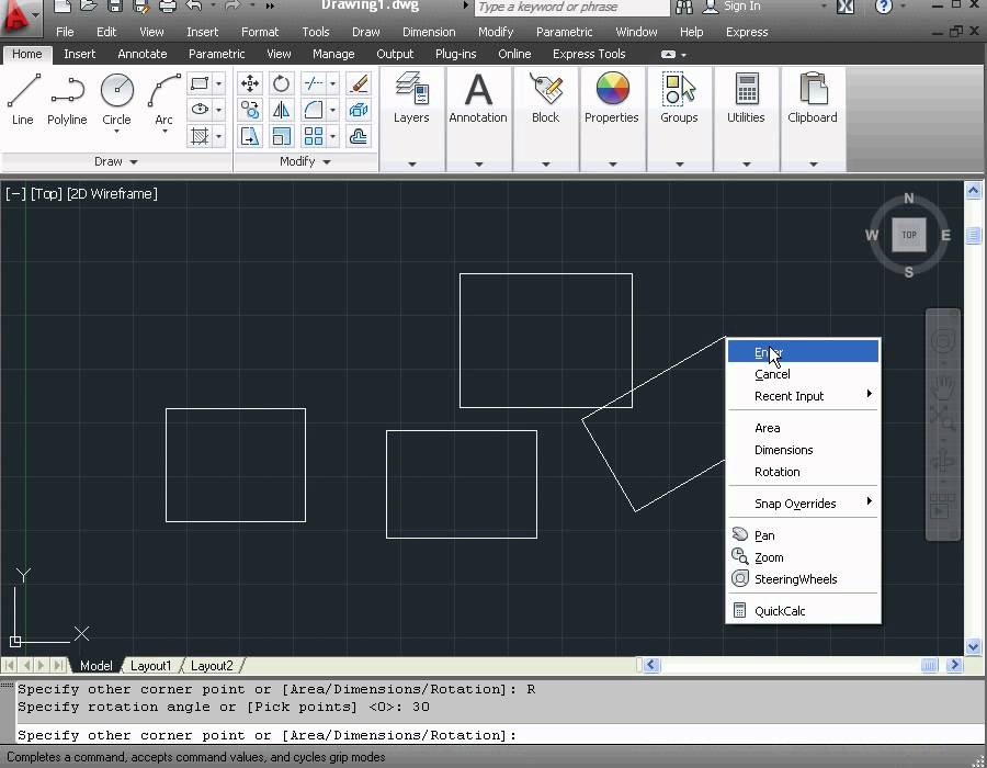 AutoCAD 2012 Basic Tutorial: Using the Rectangle Tool