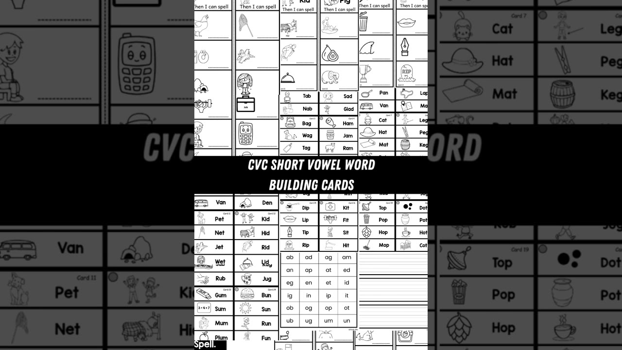 CVC Short Vowel Word Building Cards 📚