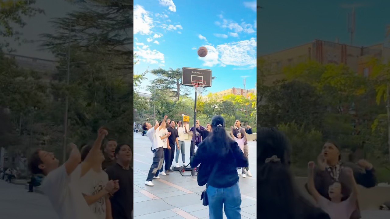 Basketball Challenge: Perfect shot!!🏀 #basketball #street #funny #challenge