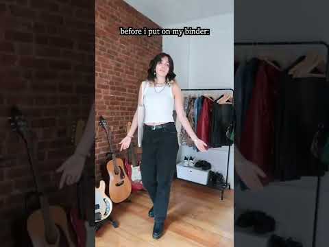 before i put on my binder vs. after #shorts #remaketherunway #fashion #nonbinary #transformation