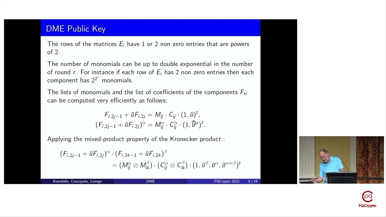 PQCrypto 2023: Session I - DME: A Comprehensive Cryptosystem for Encryption, Signatures, and KEM