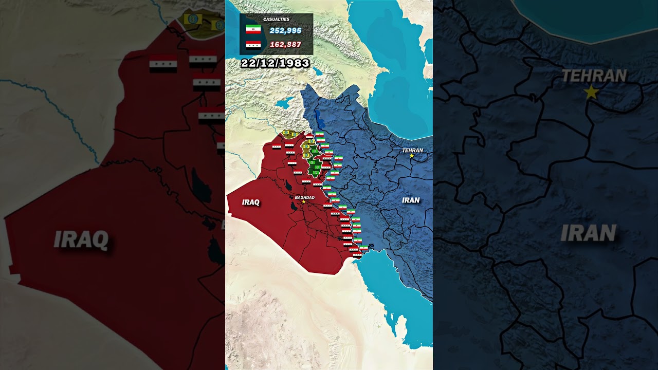 Iran-Iraq War (1980-1988) | Daily Animated Map of Key Battles & Frontlines ⚔️