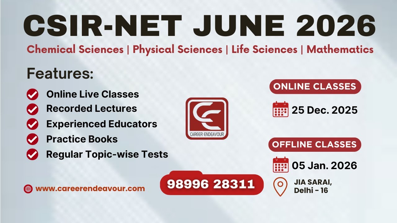 CSIR NET Online & Offline Classes June 2026 📚