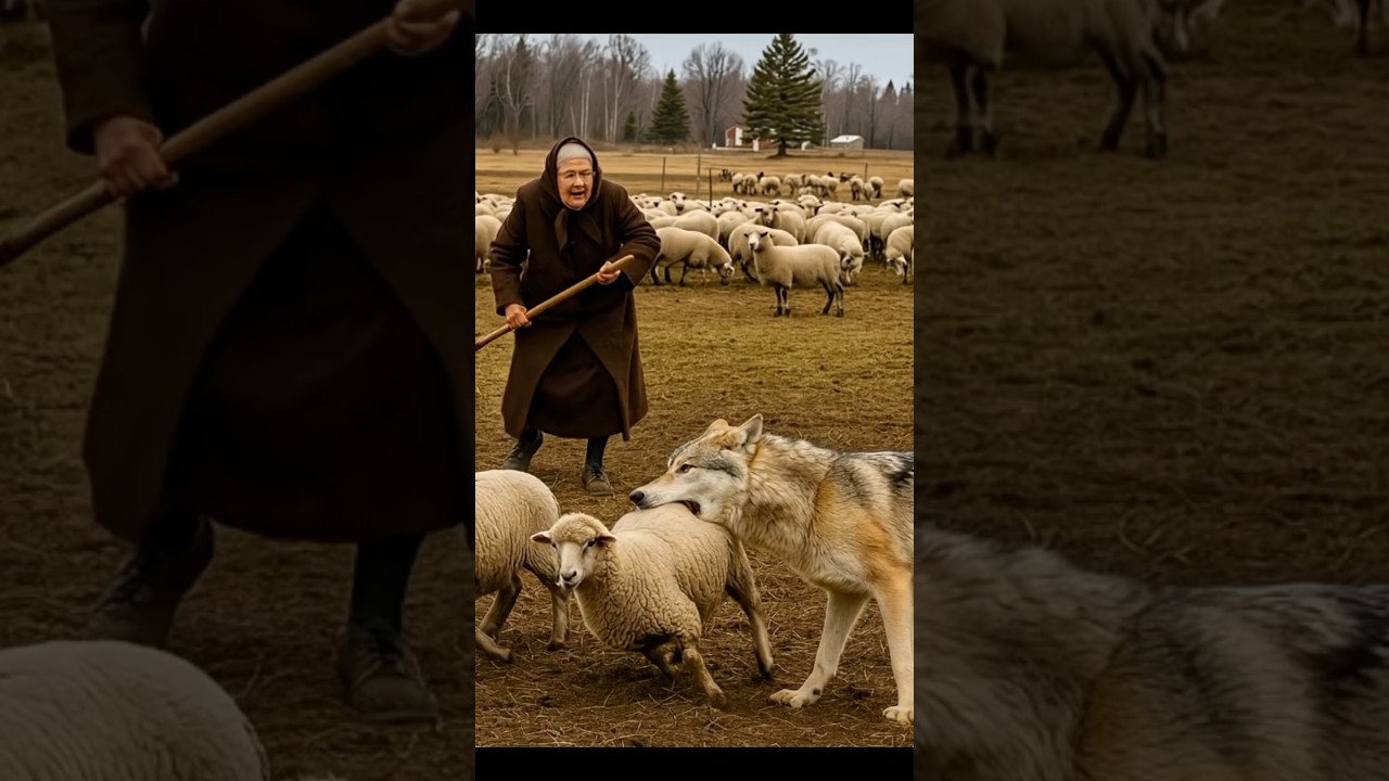 Grand-mère brave face au loup pour ses moutons 🐑