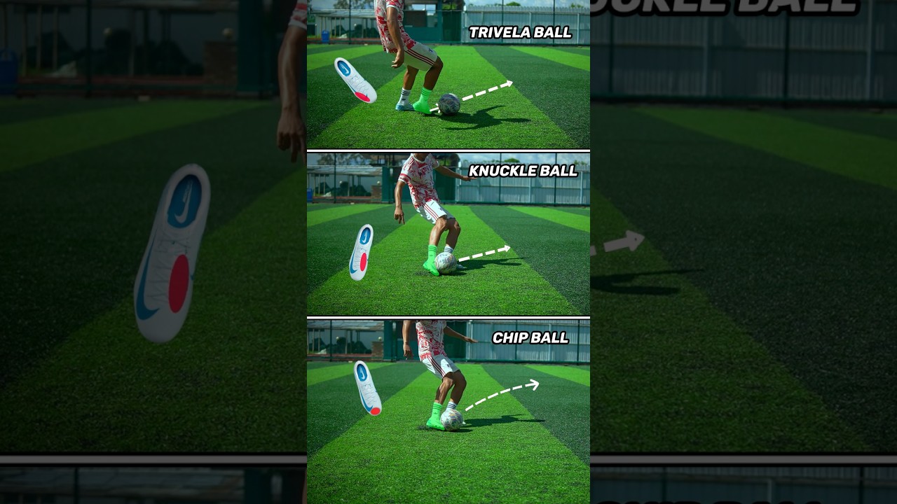 TRIVELA BALL vs KNUCKLE BALL vs CHIP BALL ⚽️.#football #soccer #trivela #knuckleball #chip #shorts
