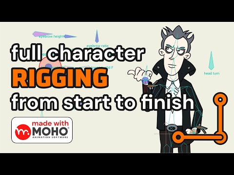 Rigging a character in Moho Pro 14 from tracing to smart bones, to widgets