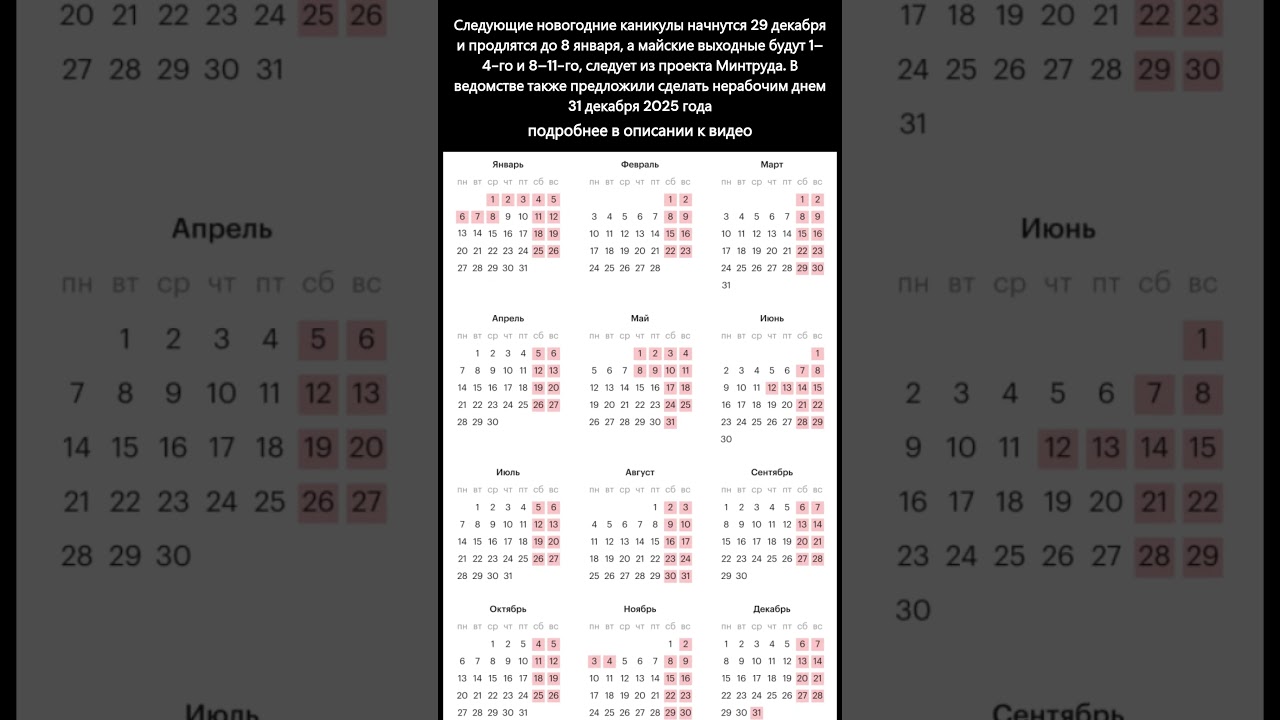 Праздничные дни в 2025 году: когда отдыхать и как будет выглядеть календарь 🎉