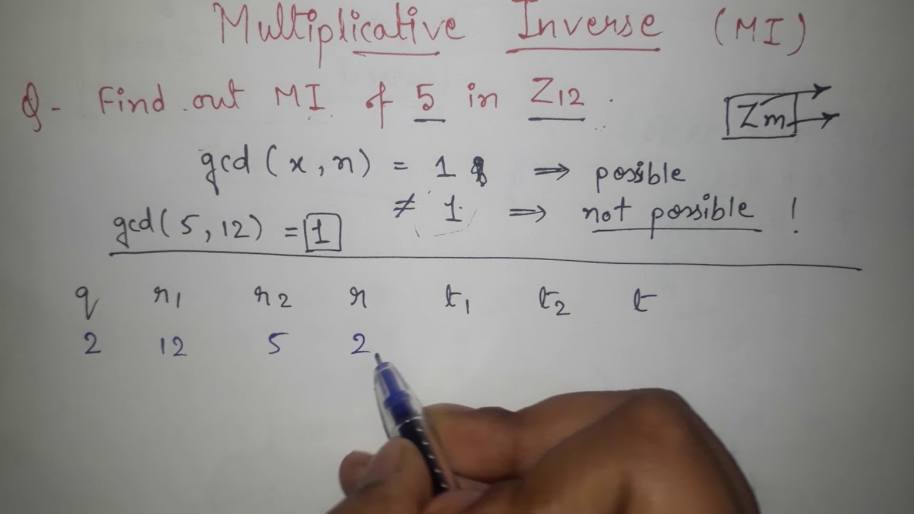Extended Euclidean Algorithm for Finding Multiplicative Inverse in Cryptography