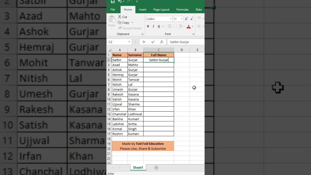 Excel Tips & Tricks: Master Flash Fill for Full Names ✨