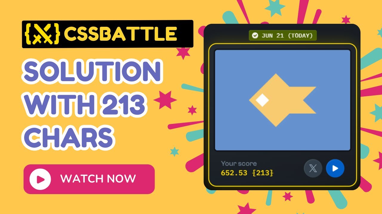 CSS Battle June 21 Solution: 100% in 213 chars 🎯