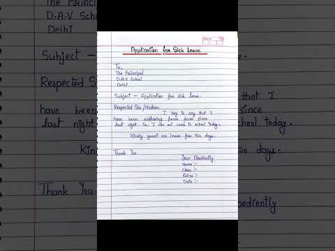 Application For Fever/Application On Sick Leave/Sick Leave Application/2 Days Application/Applicatio