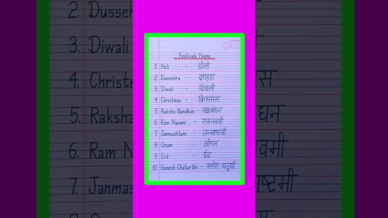 Indian Festivals in English & Hindi 🎉