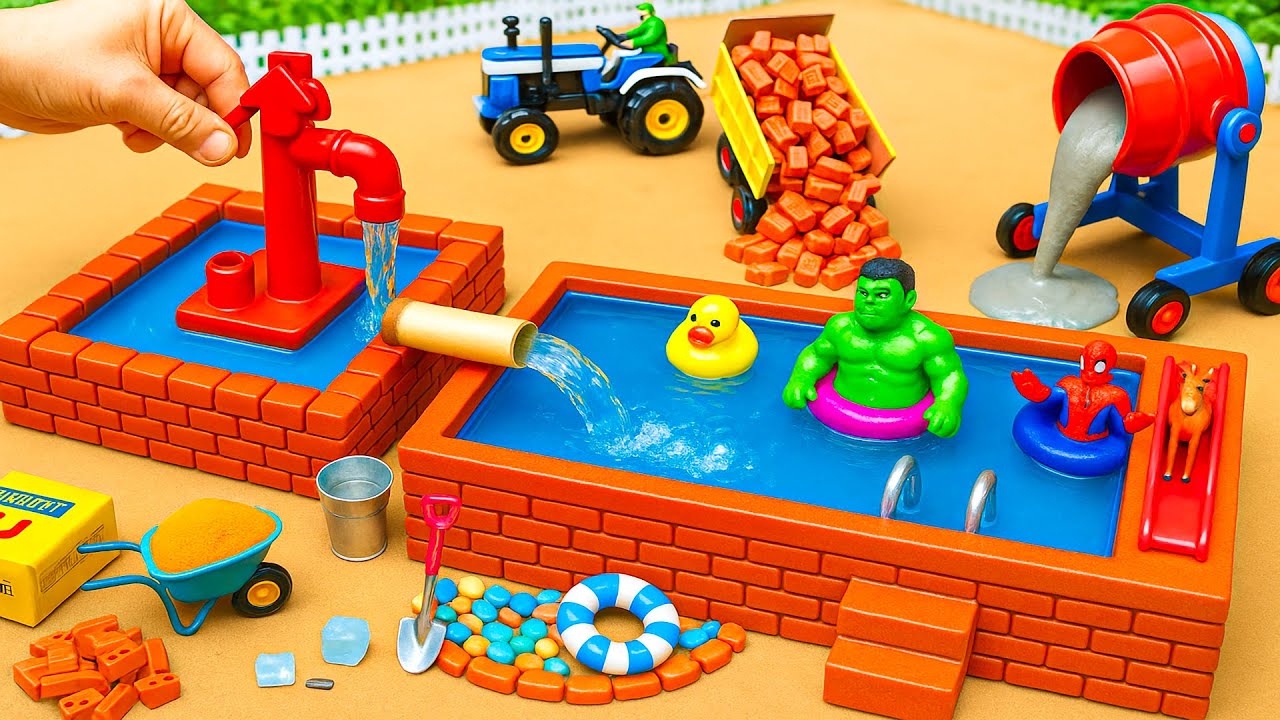 Build a Mini Brick Pool with Hand Pump π§±