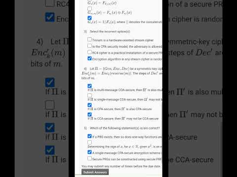 Foundations of Cryptography Week 3 Quiz Answer Solution 2024 | NPTEL | SWAYAM 2024