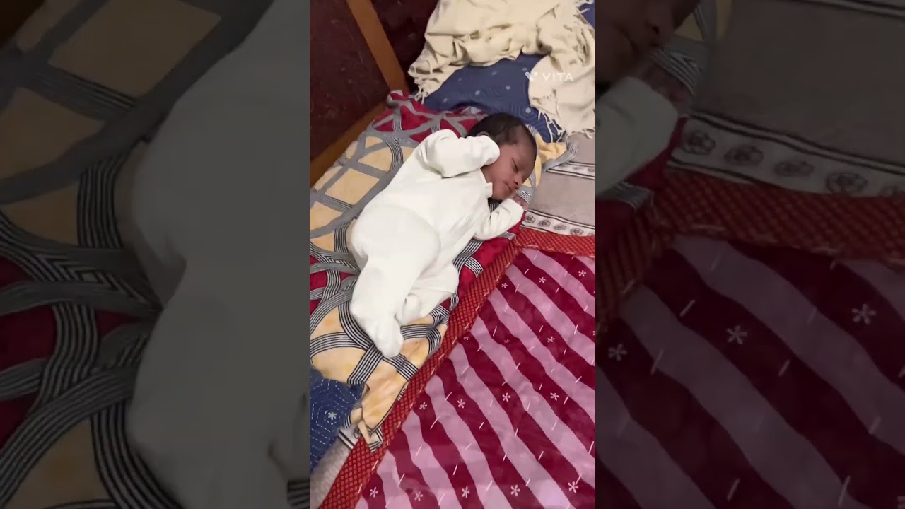 Baby Falls from Pillow on Bed π’