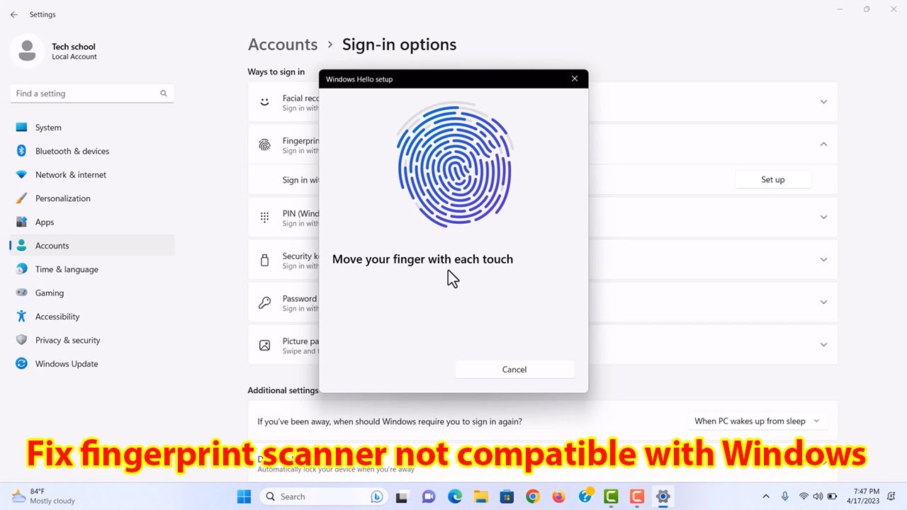 We couldn't find a fingerprint scanner compatible with windows hello fingerprint