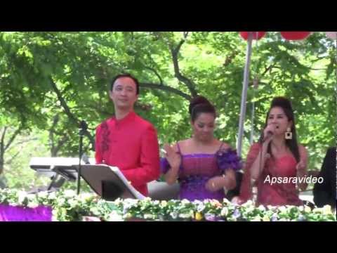A group of Khmer singers singing classic Khmer LamLeav song during Khmer New Year in Long Beach