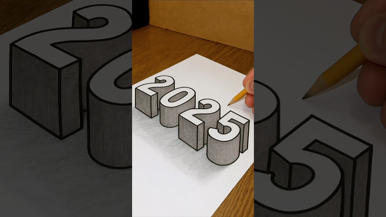 Amazing 3D "2025" Real Illusion On Paper 😲 #3dart #3ddrawing #drawingtutorial #paperart #easy3d