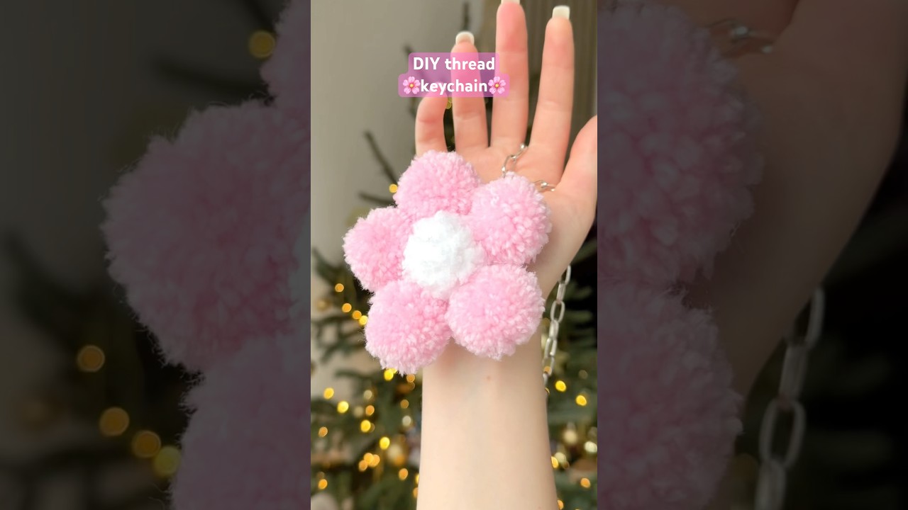 DIY Thread Keychain with Floral Design