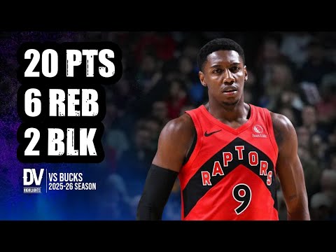 RJ Barrett vs Bucks 20 pts 6 reb 2 blk | Oct 24, 2025 | Regular Season