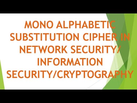 MONO ALPHABETIC SUBSTITUTION CIPHER