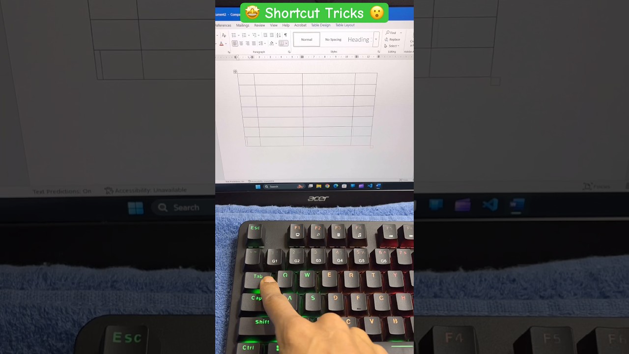 Shortcut Key to Create Table in Word 🖥️
