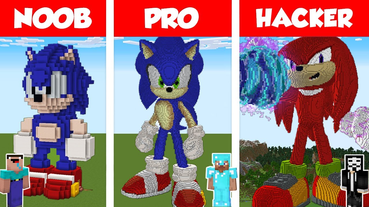 Minecraft NOOB vs PRO vs HACKER: SONIC THE HEDGEHOG PART 2 HOUSE BUILD CHALLENGE in Minecraft