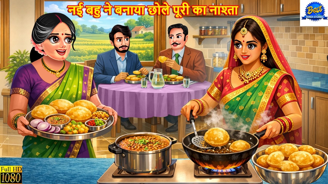 नई बहु ने बनाया छोले पूरी का नाश्ता | Hindi Kahani | Moral Stories | Cartoon Video | Kahaniya |Story
