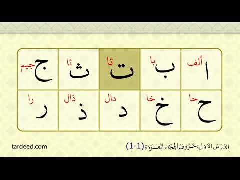 Алфавит арабских букв (ا ب ت ث ج ح خ د ذ ر)