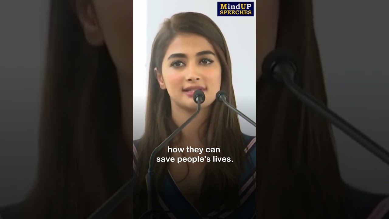 Inspiring English Speech by Pooja Hegde on Cancer Donation 🎗️