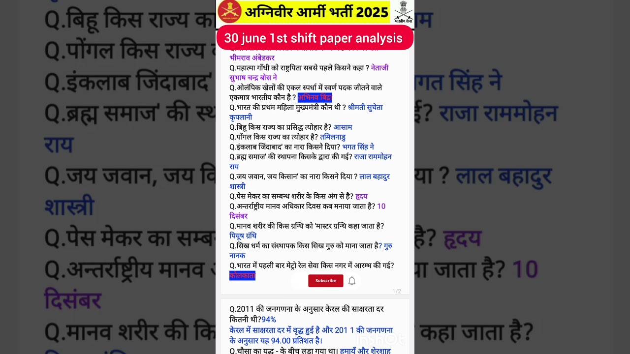 30 Army Agniveer 30 June Shift 1 Analysis 2025 🪖