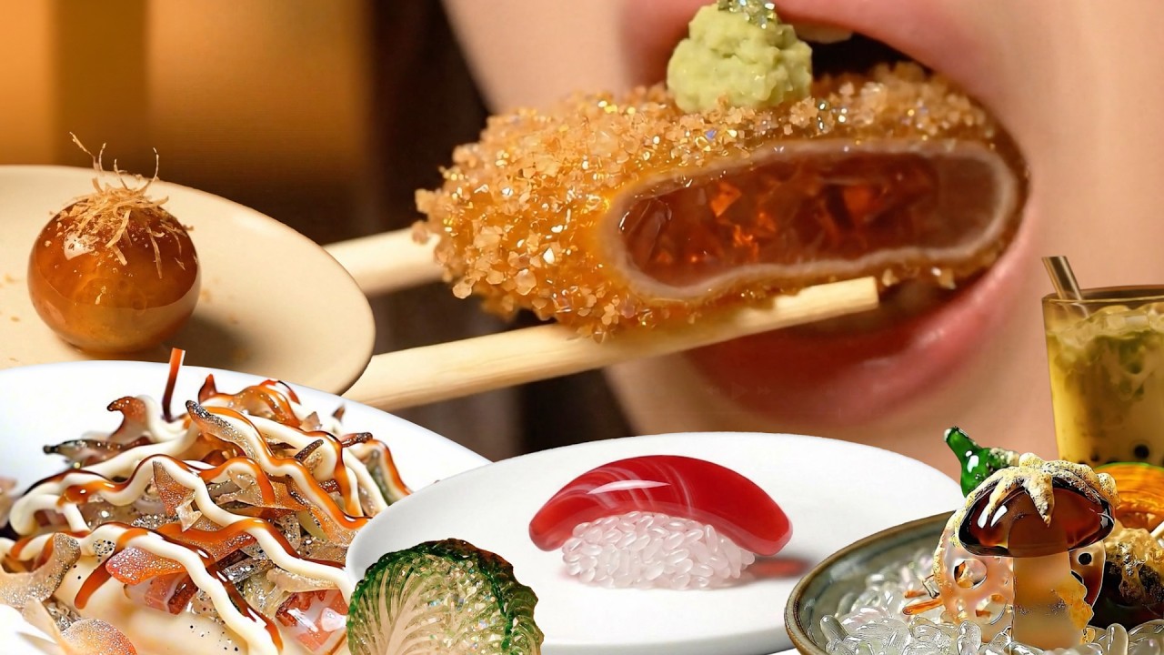 Stunning Glass Art Japanese Dishes 🍱✨ | Mesmerizing AI ASMR Dining Experience