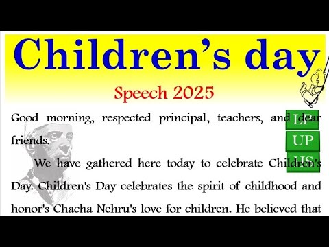 Speech on Childrens day speech in English 2025 november 14 children's day in English 2025